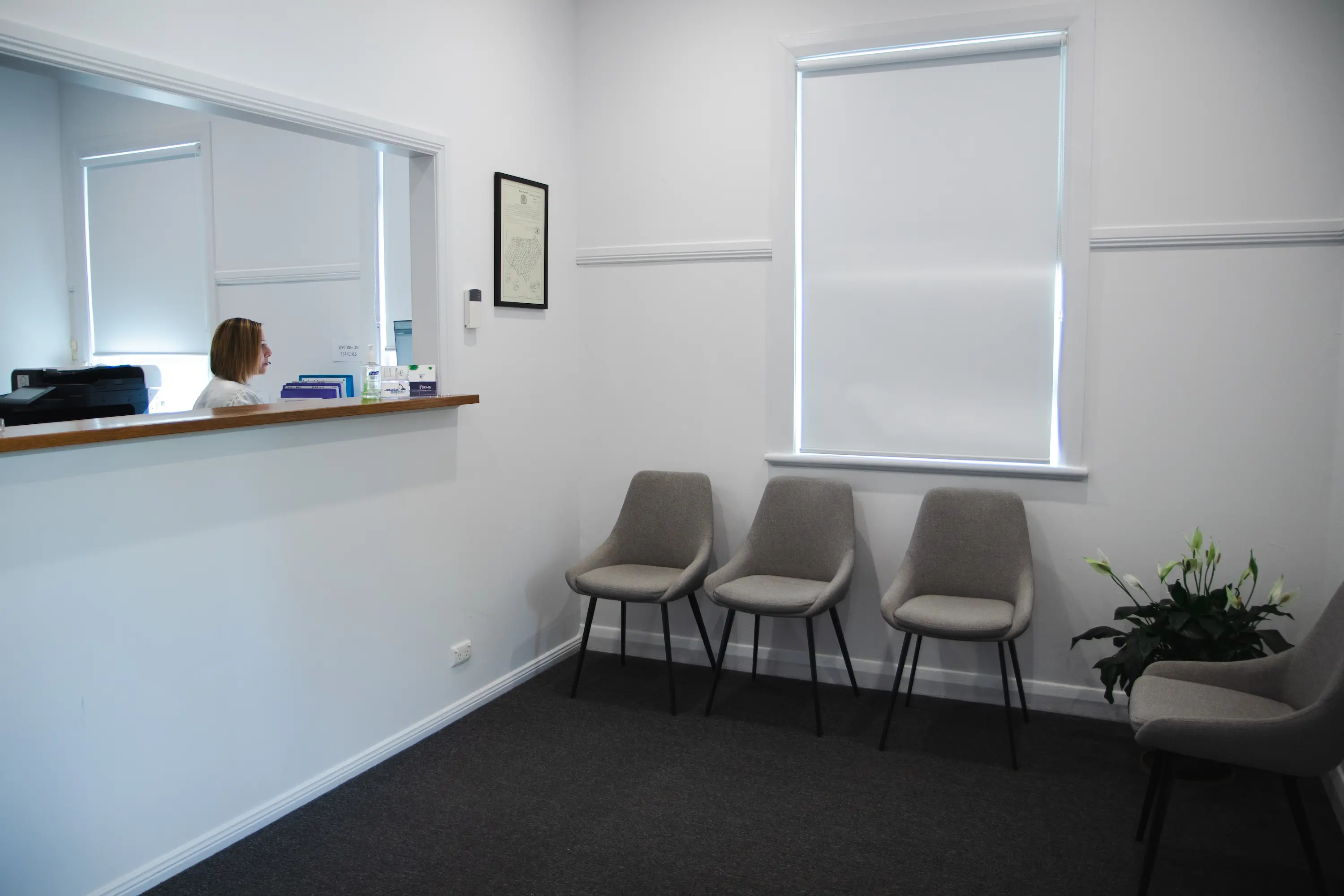 View of Liedig and Associates waiting room and receptionist desk.